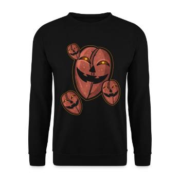 Evil Jack O Lantern Coffee Beans Halloween - Unisex Pullover - Schwarz - Vorne - Alina (178cm) & Michal (187cm)