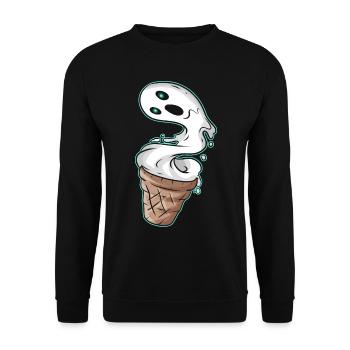 Soft Ice Waffle Ghost Cream Costume For Halloween - Unisex Sweatshirt - black - Front - Alina (178cm) & Michal (187cm)