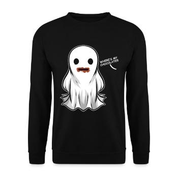 Ghost a mangé le chocolat Où est mon chocolat - Sweat-shirt Unisexe - noir - Devant - Alina (178cm) & Michal (187cm)