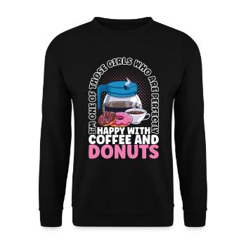Kaffee Donuts - Unisex Pullover - Schwarz - Vorne - Alina (178cm) & Michal (187cm)
