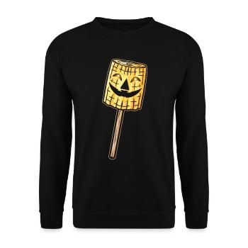 Evil Jack O Lantern Corn Lollipop Halloween - Unisex Pullover - Schwarz - Vorne - Alina (178cm) & Michal (187cm)