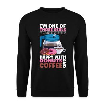Kaffee Donuts - Unisex Pullover - Schwarz - Vorne - Alina (178cm) & Michal (187cm)