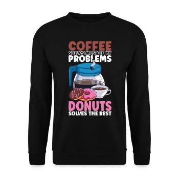 Kaffee Donuts - Unisex Pullover - Schwarz - Vorne - Alina (178cm) & Michal (187cm)