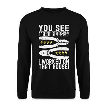 Electrician Electronics Technician - Unisex Sweatshirt - black - Front - Alina (178cm) & Michal (187cm)