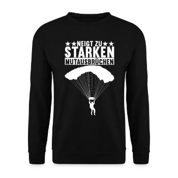 Fallschirmspringer Fallschirmsprung - Unisex Pullover - Schwarz - Vorne - Alina (178cm) & Michal (187cm)