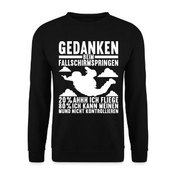 Fallschirmspringer Fallschirmsprung - Unisex Pullover - Schwarz - Vorne - Alina (178cm) & Michal (187cm)