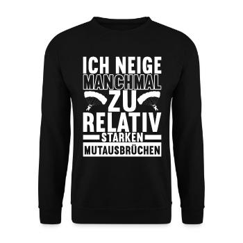 Fallschirmspringer Fallschirmsprung - Unisex Pullover - Schwarz - Vorne - Alina (178cm) & Michal (187cm)