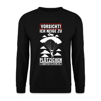 Fallschirmspringer Fallschirmsprung - Unisex Pullover - Schwarz - Vorne - Alina (178cm) & Michal (187cm)