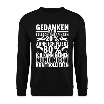 Fallschirmspringer Fallschirmsprung - Unisex Pullover - Schwarz - Vorne - Alina (178cm) & Michal (187cm)