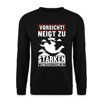 Fallschirmspringer Fallschirmsprung - Unisex Pullover - Schwarz - Vorne - Alina (178cm) & Michal (187cm)