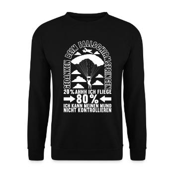 Fallschirmspringer Fallschirmsprung - Unisex Pullover - Schwarz - Vorne - Alina (178cm) & Michal (187cm)