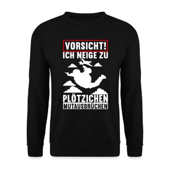 Fallschirmspringer Fallschirmsprung - Unisex Pullover - Schwarz - Vorne - Alina (178cm) & Michal (187cm)