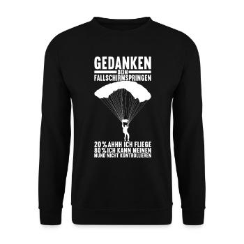 Fallschirmspringer Fallschirmsprung - Unisex Pullover - Schwarz - Vorne - Alina (178cm) & Michal (187cm)