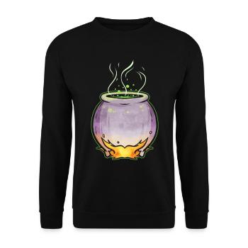 Copper Pot With Witch Magic Potion Halloween - Unisex Sweatshirt - black - Front - Alina (178cm) & Michal (187cm)