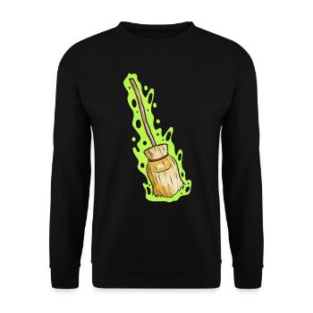 Magic Witch Broom With Green Shimmer Halloween - Unisex Pullover - Schwarz - Vorne - Alina (178cm) & Michal (187cm)