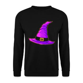 Evil Witch Hat Purple Magic Hat Halloween - Unisex Sweatshirt - black - Front - Alina (178cm) & Michal (187cm)