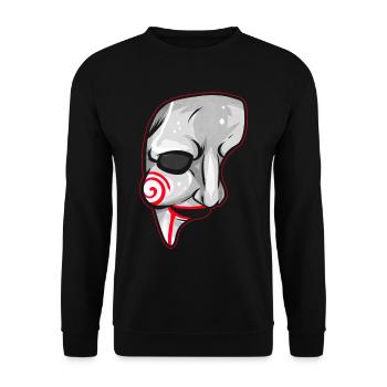 Scary Horror Movie Mask Costume Halloween - Unisex Pullover - Schwarz - Vorne - Alina (178cm) & Michal (187cm)