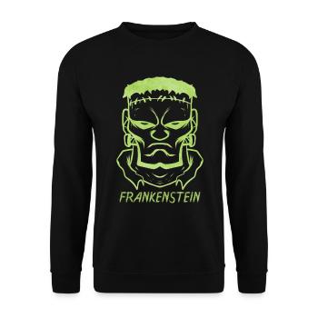 Evil Green Monster Face Costume For Halloween - Unisex Sweatshirt - black - Front - Alina (178cm) & Michal (187cm)