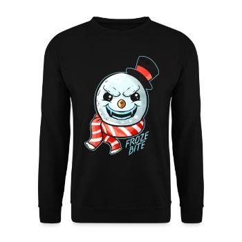 Evil Snowman Froze Bite Zylinder Fangs Halloween - Unisex Pullover - Schwarz - Vorne - Alina (178cm) & Michal (187cm)