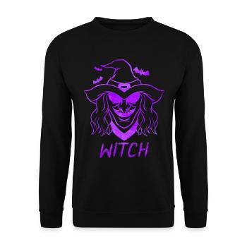 Evil Witch Face Costume For Halloween - Unisex Sweatshirt - black - Front - Alina (178cm) & Michal (187cm)