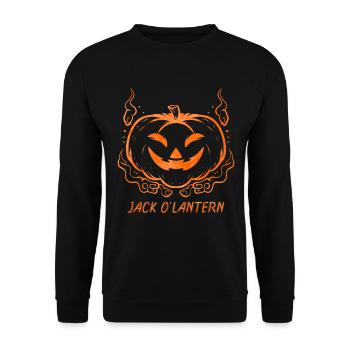 Evil Jack O Lantern Face Costume For Halloween - Unisex Pullover - Schwarz - Vorne - Alina (178cm) & Michal (187cm)
