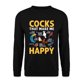 Erwachsene männliche Vögel Sammlung Hahn Lustige - Unisex Pullover - Schwarz - Vorne - Alina (178cm) & Michal (187cm)