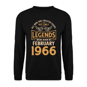 Les légendes d’anniversaire sont nées en février 1966 - Sweat-shirt Unisexe - noir - Devant - Alina (178cm) & Michal (187cm)