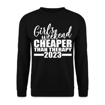 Week-end des filles moins cher que la thérapie 2023 - Sweat-shirt Unisexe - noir - Devant - Alina (178cm) & Michal (187cm)