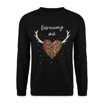 Betreuung mit Herz Pflegekräfte Weihnachtsgeschenk - Unisex Pullover - Schwarz - Vorne - Alina (178cm) & Michal (187cm)