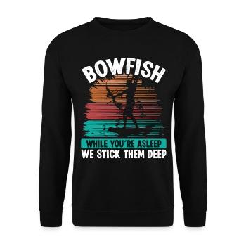 Pêche à l’arc Pendant que vous dormez, nous les collons profondément - Sweat-shirt Unisexe - noir - Devant - Alina (178cm) & Michal (187cm)
