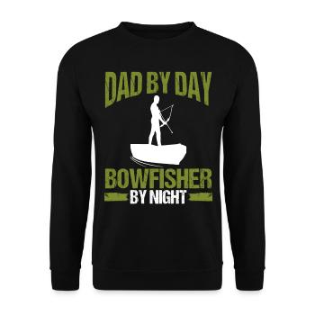 Bowfishing Dad by Day Bowfisher by Night Airboat - Unisex Sweatshirt - black - Front - Alina (178cm) & Michal (187cm)