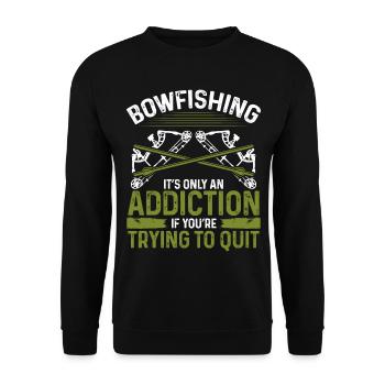 Bowfishing Addiction Airboat Bow Hunter Bowfisher - Unisex Pullover - Schwarz - Vorne - Alina (178cm) & Michal (187cm)