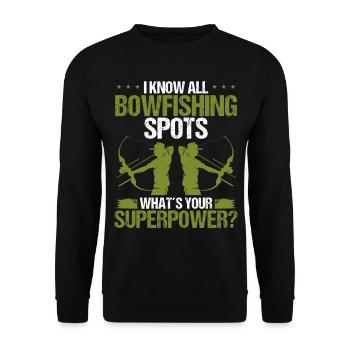 Bowfisher Fisherman Airboat Bowfishing Spot - Unisex Pullover - Schwarz - Vorne - Alina (178cm) & Michal (187cm)