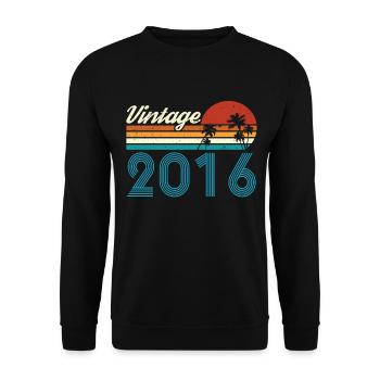Vintage 2016 Vintage Geburtstag Retro Vintage - Unisex Pullover - Schwarz - Vorne - Alina (178cm) & Michal (187cm)