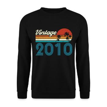 Vintage 2010 Vintage Anniversaire Rétro Vintage - Sweat-shirt Unisexe - noir - Devant - Alina (178cm) & Michal (187cm)