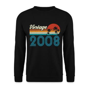 Vintage 2008 Vintage Anniversaire Rétro Vintage - Sweat-shirt Unisexe - noir - Devant - Alina (178cm) & Michal (187cm)