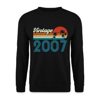 Vintage 2007 Vintage Anniversaire Rétro Vintage - Sweat-shirt Unisexe - noir - Devant - Alina (178cm) & Michal (187cm)