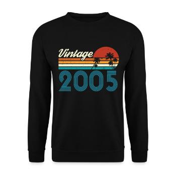 Vintage 2005 Vintage Anniversaire Rétro Vintage - Sweat-shirt Unisexe - noir - Devant - Alina (178cm) & Michal (187cm)