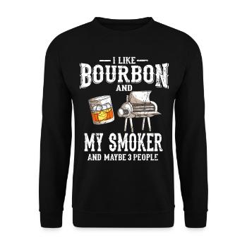 Ich Mag Bourbon Whiskey Smoker Grill Bbq Griller - Unisex Pullover - Schwarz - Vorne - Alina (178cm) & Michal (187cm)