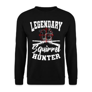 Legendärer Eichhörnchen Jäger Jagd - Unisex Pullover - Schwarz - Vorne - Alina (178cm) & Michal (187cm)