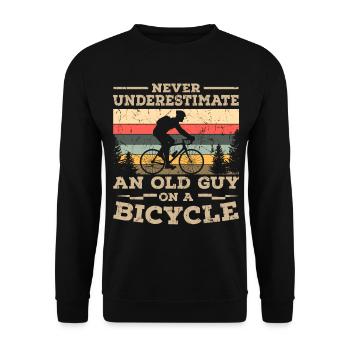 Old Man On Bike Cycling Biker Bike Tour - Unisex Sweatshirt - black - Front - Alina (178cm) & Michal (187cm)