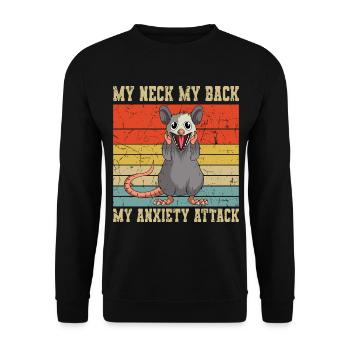 Drôle d’Opossum Anxiété Rétro Vintage - Sweat-shirt Unisexe - noir - Devant - Alina (178cm) & Michal (187cm)