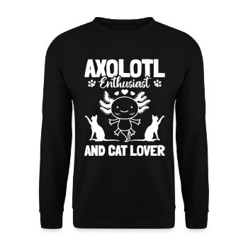 Axolotl Enthusiast And Cat Lover - Unisex Pullover - Schwarz - Vorne - Alina (178cm) & Michal (187cm)