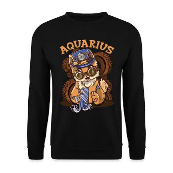 Sternzeichen Wassermann Astrologie Katze - Unisex Pullover - Schwarz - Vorne - Alina (178cm) & Michal (187cm)