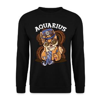 Sternzeichen Wassermann Astrologie Katze - Unisex Pullover - Schwarz - Vorne - Alina (178cm) & Michal (187cm)