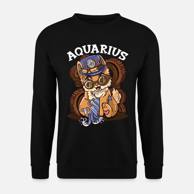 Sternzeichen Wassermann Astrologie Katze - Unisex Pullover - Schwarz