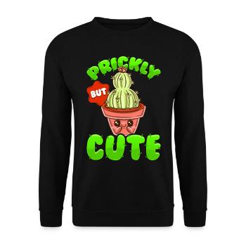 Piquant mais doux Kawaii Drôle de cactus - Sweat-shirt Unisexe - noir - Devant - Alina (178cm) & Michal (187cm)