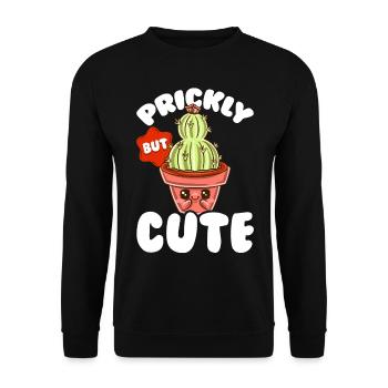 Piquant mais doux Kawaii Drôle de cactus - Sweat-shirt Unisexe - noir - Devant - Alina (178cm) & Michal (187cm)