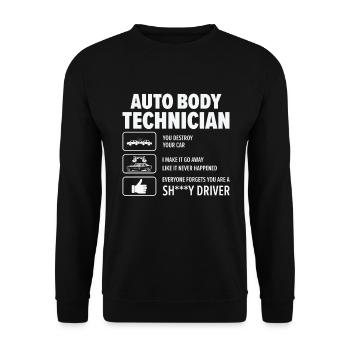 Auto Body Technician Funny Vehicle Repair Car - Unisex Sweatshirt - black - Front - Alina (178cm) & Michal (187cm)