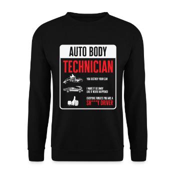 Auto Body Technician Funny Vehicle Repair Car - Unisex Sweatshirt - black - Front - Alina (178cm) & Michal (187cm)